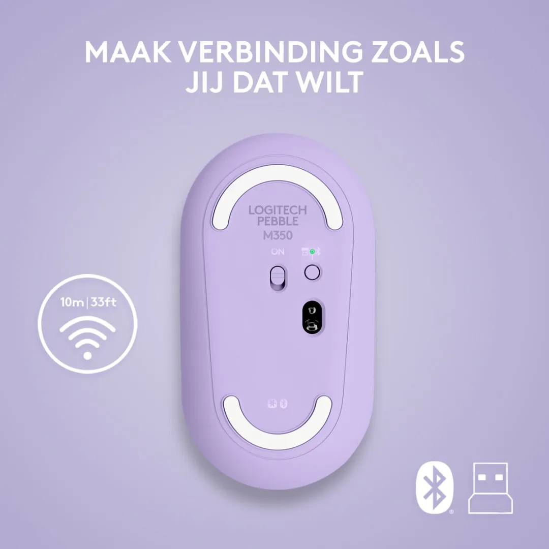 Logitech Pebble M350 Draadloze Muis - Paars