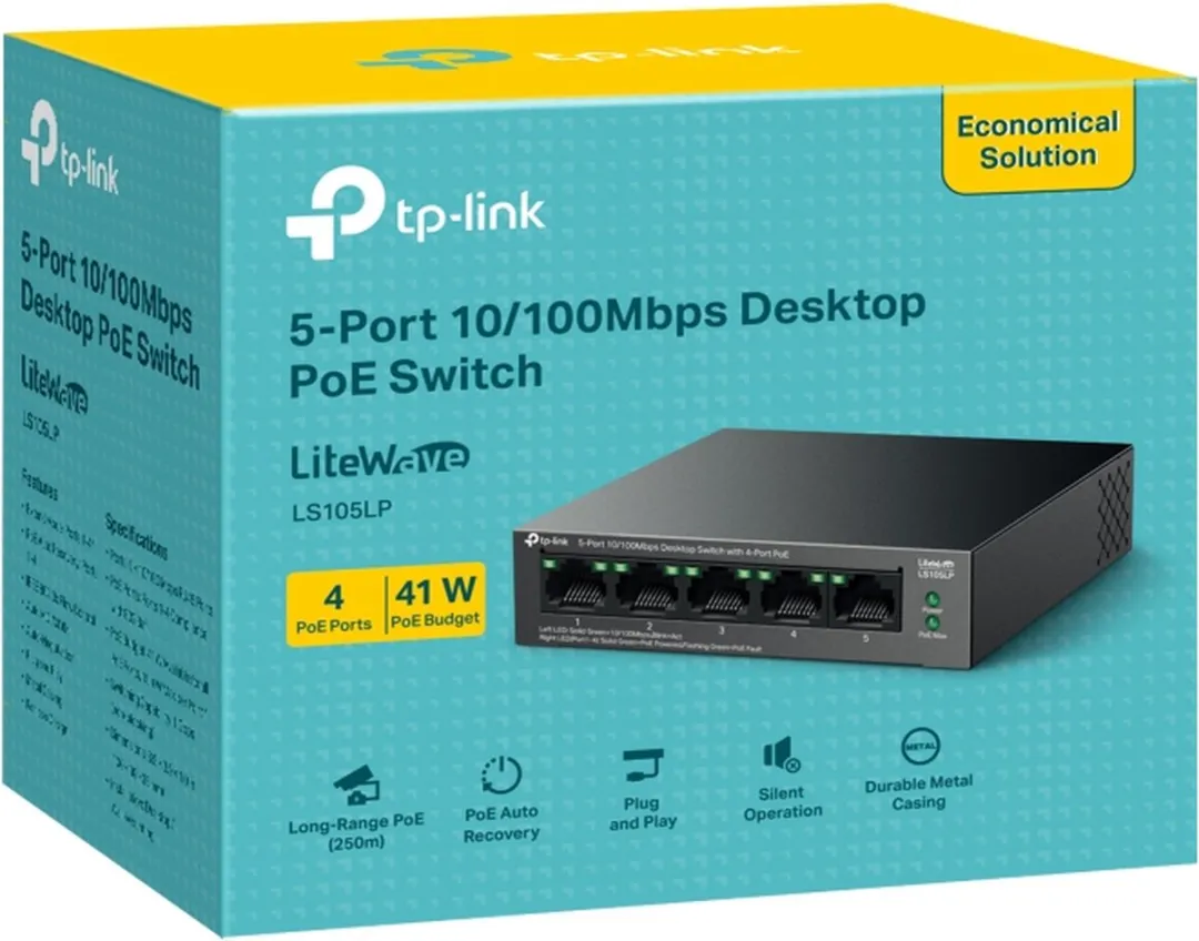 TP-Link LiteWave LS105P 5-Poorts Unmanaged PoE Switch - Zwart
