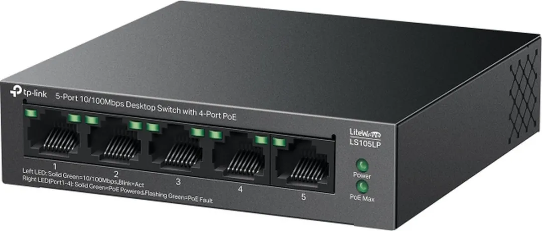 TP-Link LiteWave LS105P 5-Poorts Unmanaged PoE Switch - Zwart