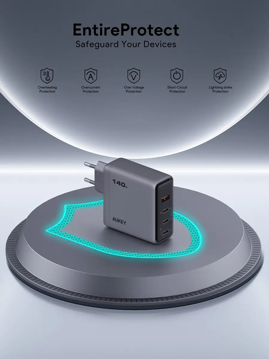 Aukey PA-C6 Comet Mix USB-lader 140W 4-poorts - afbeelding 5 van 6