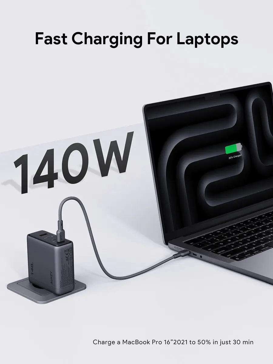 Aukey PA-C6 Comet Mix USB-lader 140W 4-poorts - afbeelding 4 van 6