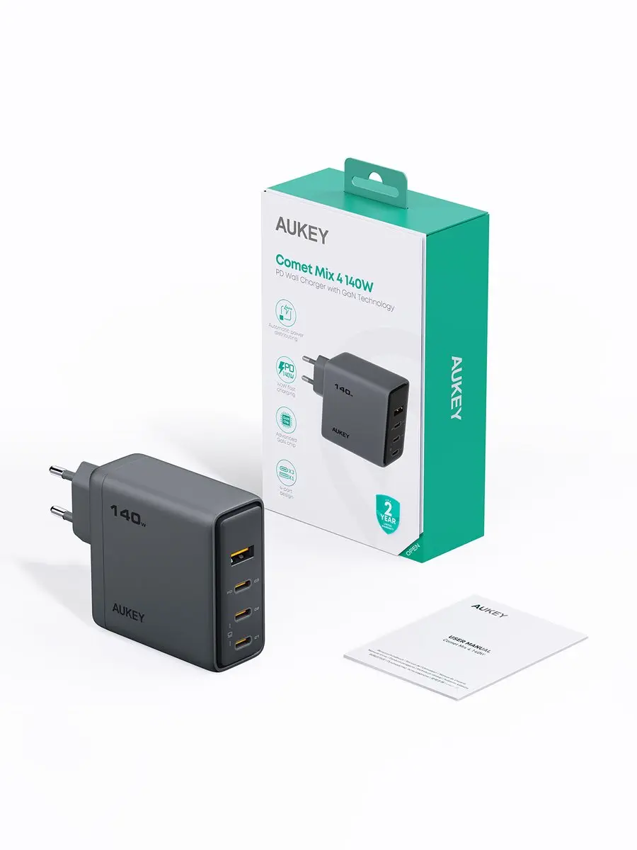 Aukey PA-C6 Comet Mix USB-lader 140W 4-poorts - afbeelding 6 van 6