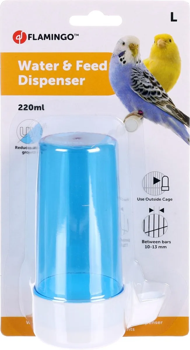 Flamingo Gisa Neri Vogel Drink- en Voederfontein - Blauw/wit 13x6cm