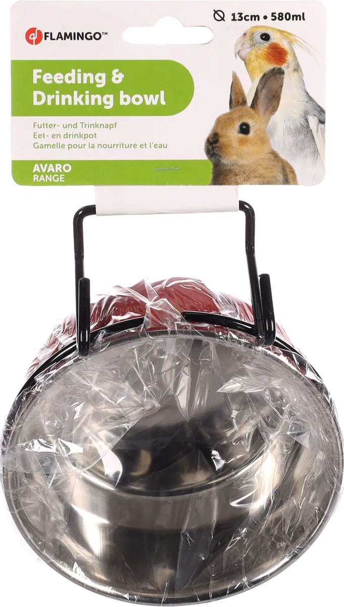Flamingo Avaro Eet- en Drinkpot 580ml - Rood/Zwart