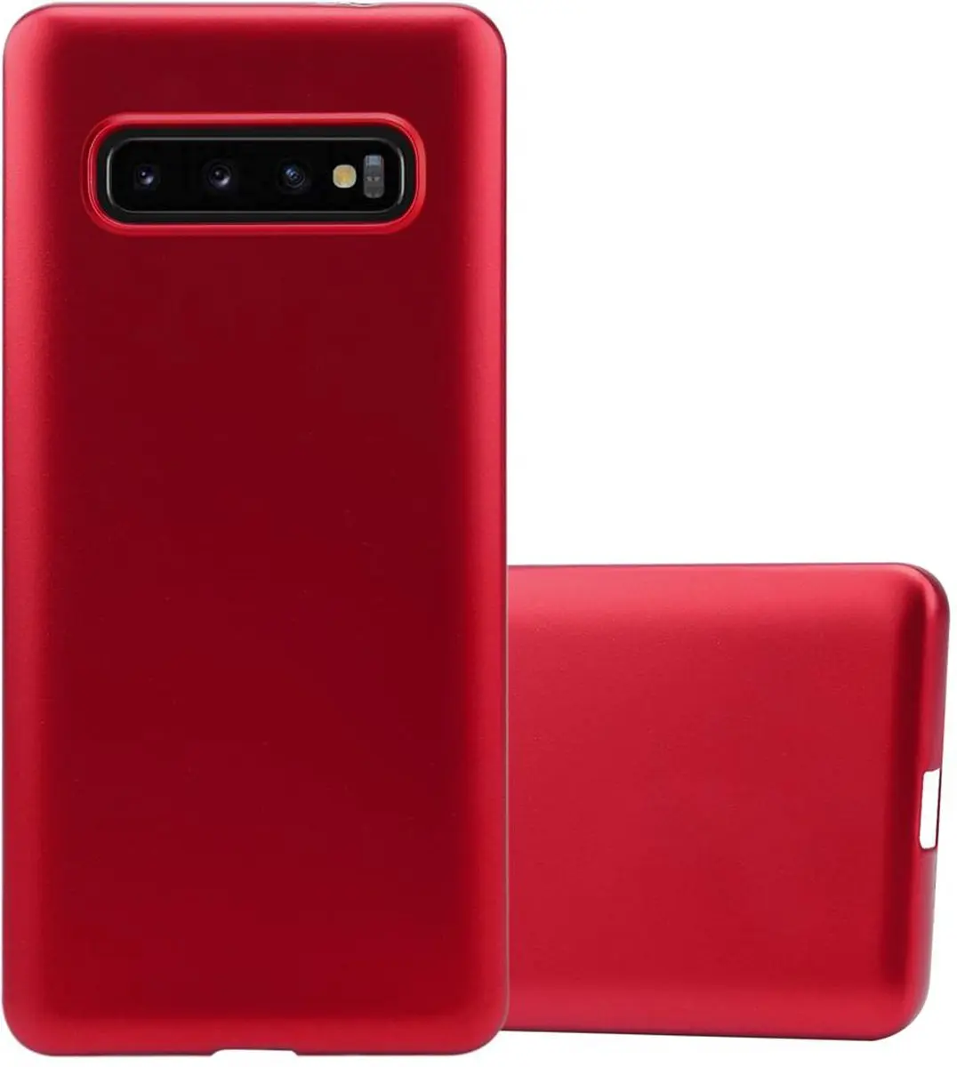 Cadorabo Hoesje geschikt voor Samsung Galaxy S10 4G in METALLIC ROOD