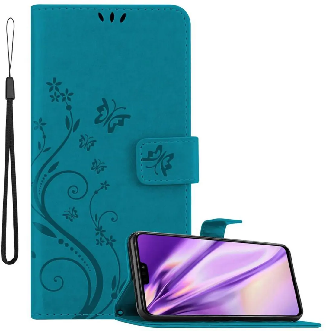 Cadorabo Hoesje geschikt voor Honor 8X in BLOEMEN BLAUW