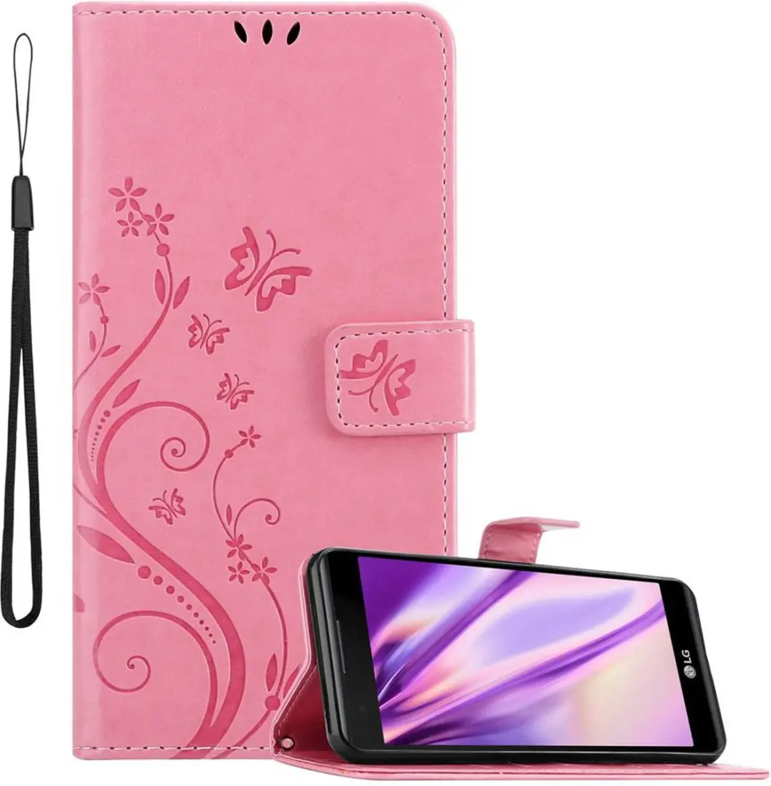 Cadorabo Hoesje geschikt voor LG X POWER in BLOEMEN ROZE