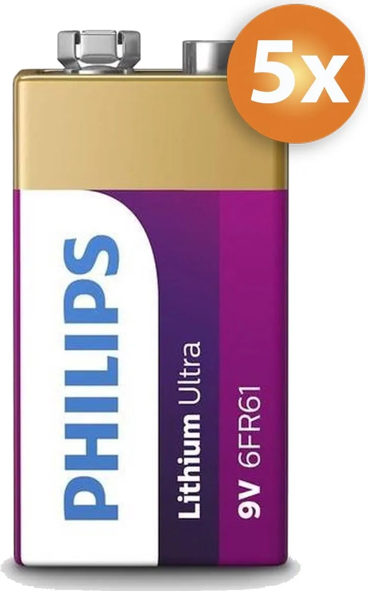 Philips 9V Lithium Batterijen 1200mAh