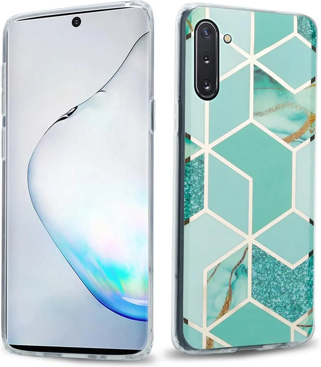 Cadorabo Hoesje geschikt voor Samsung Galaxy NOTE 10 in Groen Lichtgroen Goud Ma