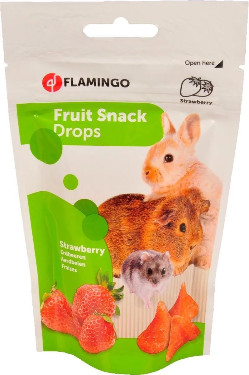 Flamingo Knaagdiersnack Drops Aardbei