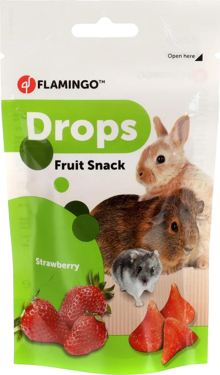 Flamingo Knaagdiersnack Drops Aardbei