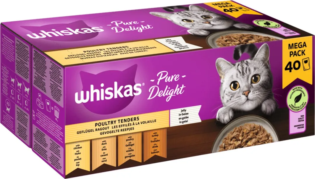 Whiskas Pure Delight Reepjes in Gelei 40x85g - afbeelding 3 van 3