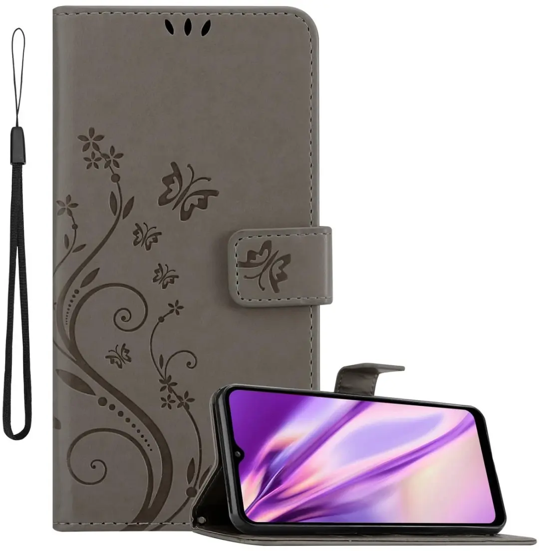 Cadorabo Hoesje geschikt voor Samsung Galaxy A02s in BLOEMEN GRIJS