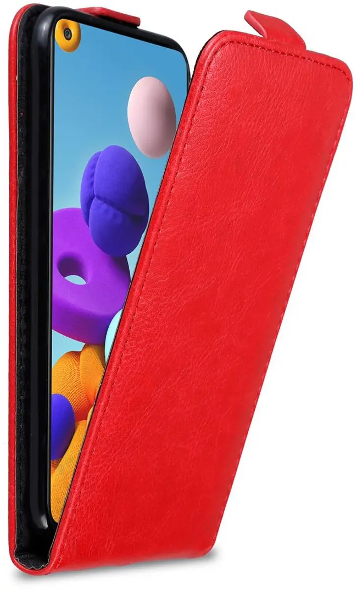 Cadorabo Hoesje geschikt voor Samsung Galaxy A21s in APPEL ROOD - Beschermhoes in flip design Case Cover met magnetische sluiting