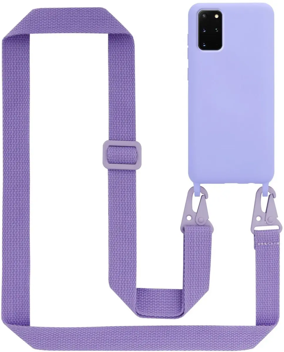 Cadorabo Mobiele telefoon ketting geschikt voor Samsung Galaxy S20 PLUS in LIQUID LICHT PAARS - Silicone beschermhoes met lengte verstelbare koord riem