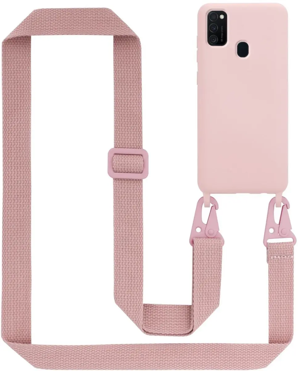 Cadorabo Mobiele telefoon ketting geschikt voor Samsung Galaxy M21 / M30s in LIQUID ROZE - Silicone beschermhoes met lengte verstelbare koord riem