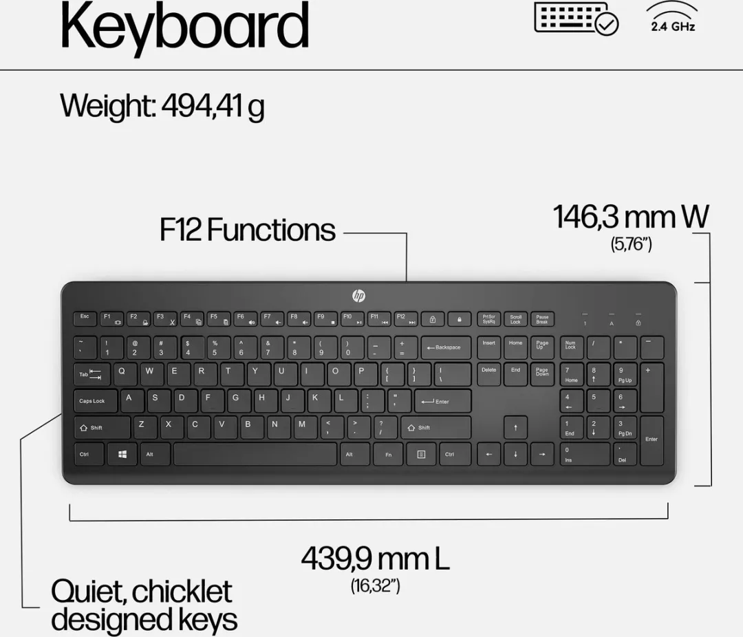 HP 230 Draadloos Toetsenbord & Muis Combo - Zwart