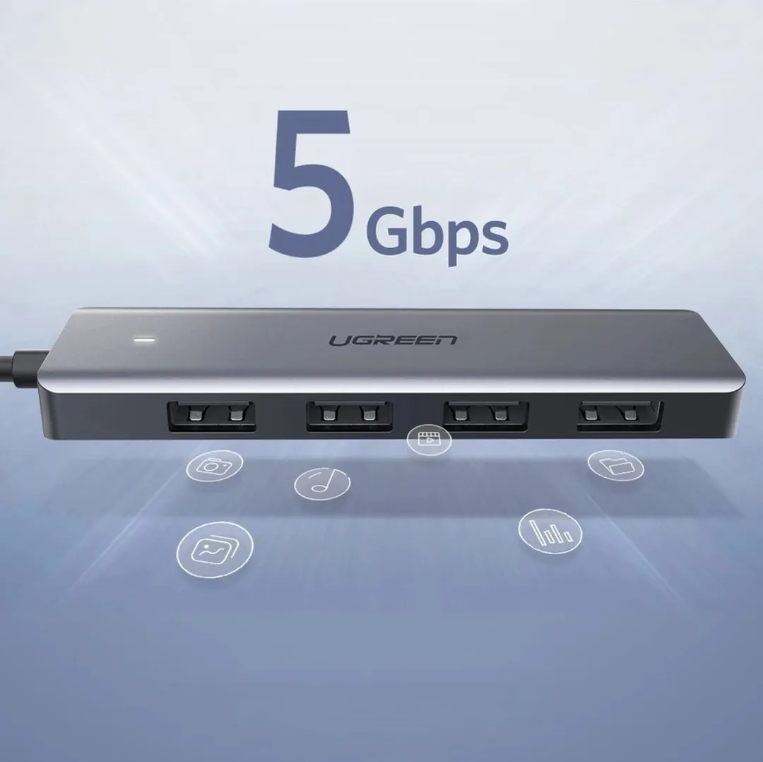 Ugreen USB Hub 4x USB 3.2 Gen 1 - Zilver - afbeelding 6 van 6