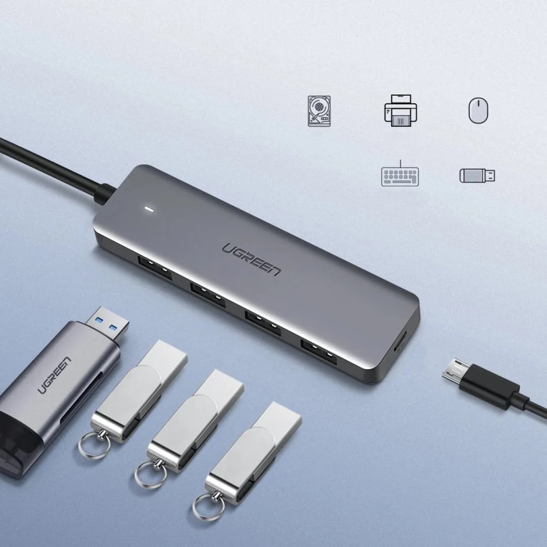 Ugreen USB Hub 4x USB 3.2 Gen 1 - Zilver
