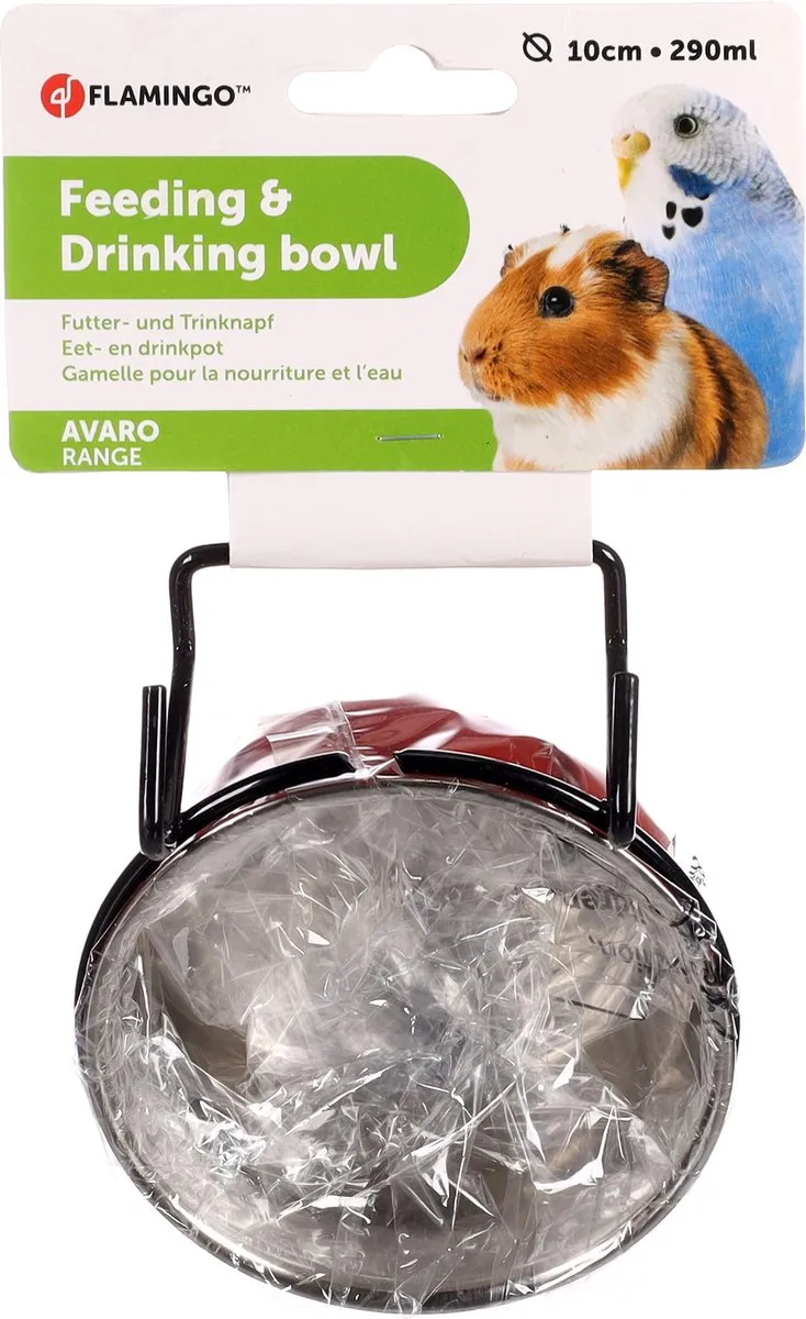 Flamingo Avaro Eet- en Drinkpot 290ml - 10cm - Rood/Zwart