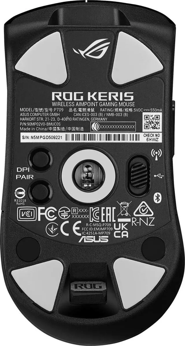 ASUS ROG Keris Wireless AimPoint - Optisch - 5 Knoppen - Zwart