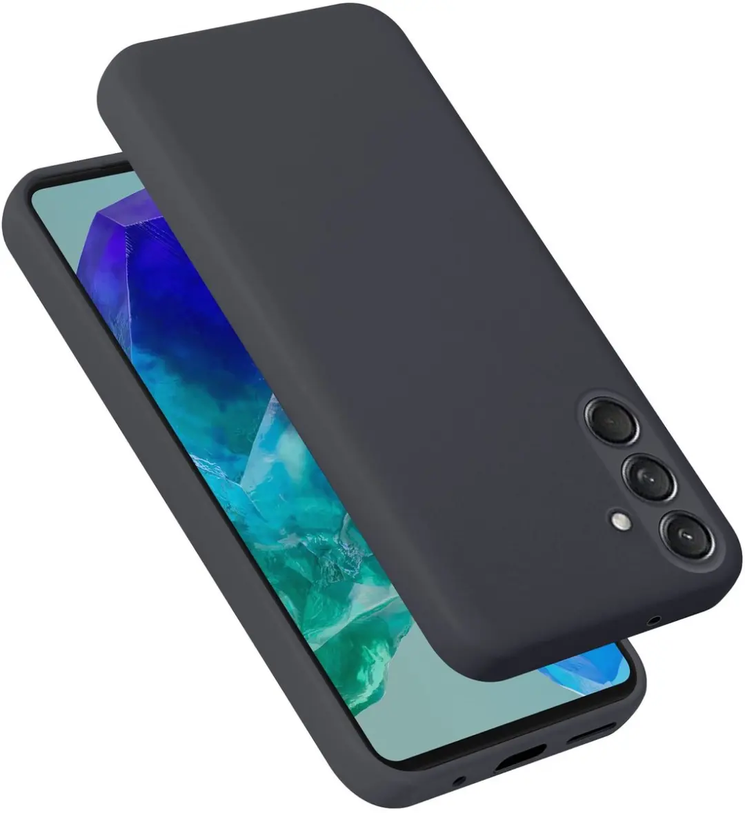 Cadorabo Hoesje geschikt voor Samsung Galaxy M55 Case in Liquid Zwart Beschermho
