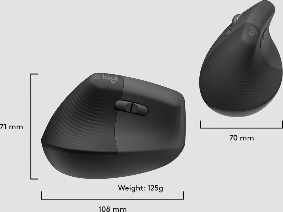 Logitech Lift 910-006495 Verticale Muismuis - Linkshandig - Donkergrijs