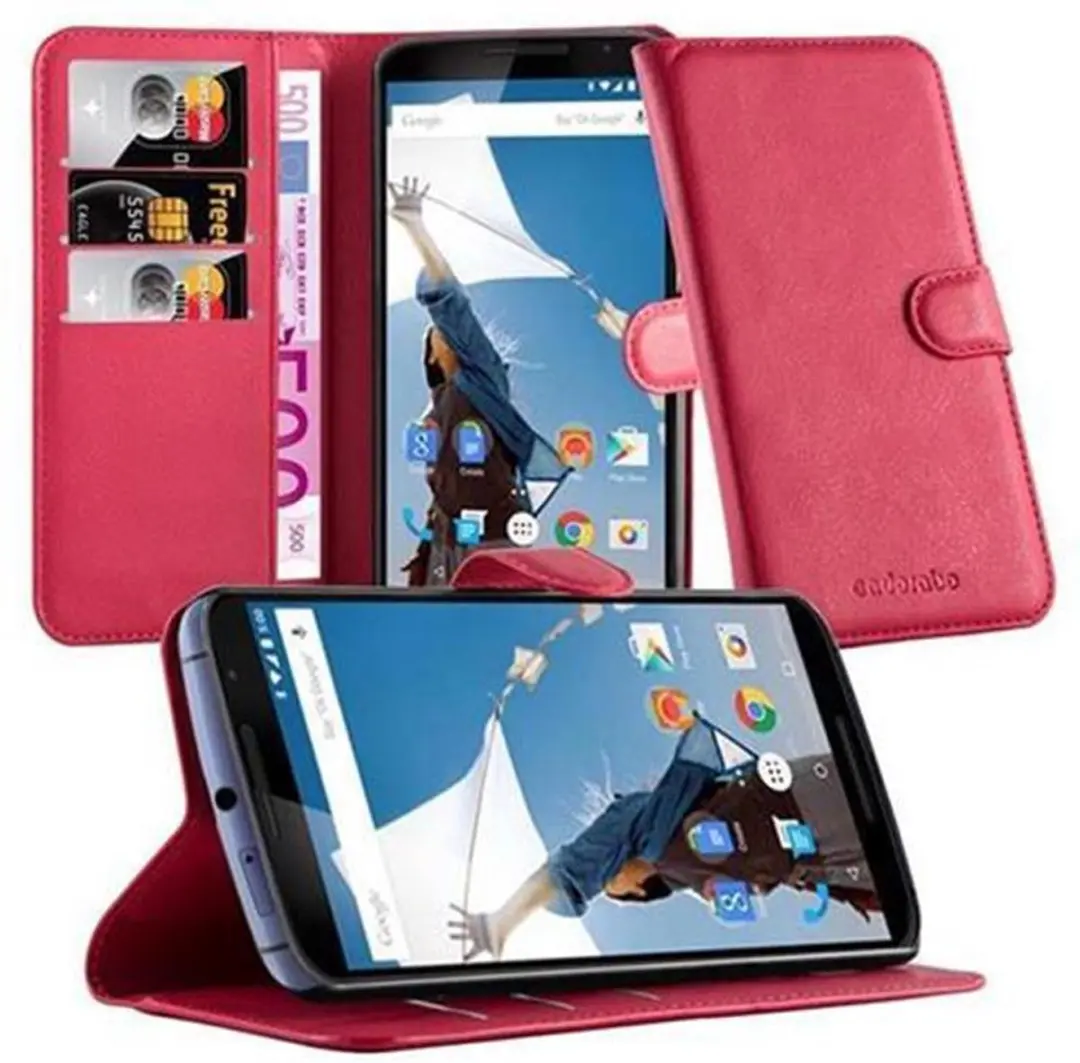 Cadorabo Hoesje geschikt voor Motorola Google NEXUS 6 in KARMIJN ROOD