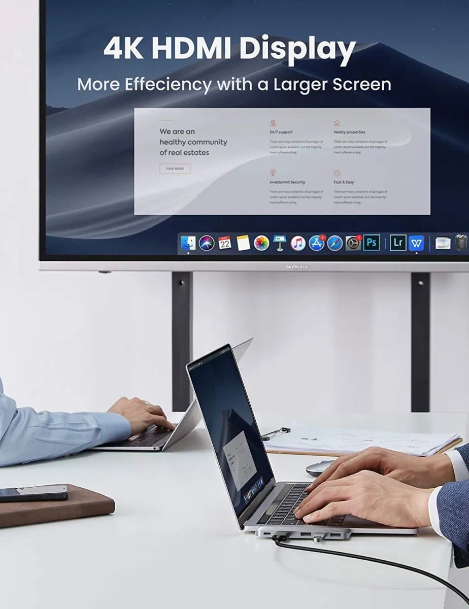 Ugreen HUB 6055 USB-C Multifunctionele Adapter - 100W PD, 4K@60Hz, 3x USB 3.0 - Grijs