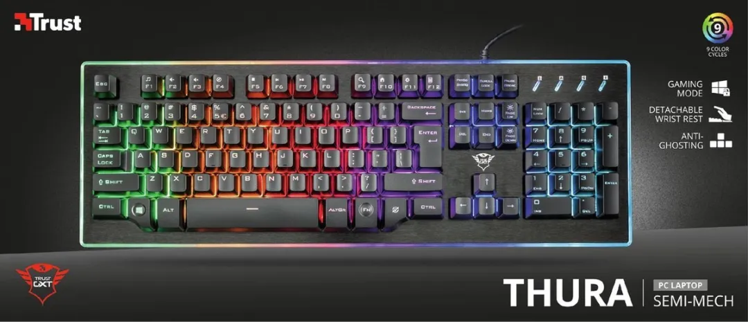 Trust GXT 860 Thura Gaming Toetsenbord - Italiaans - Zwart