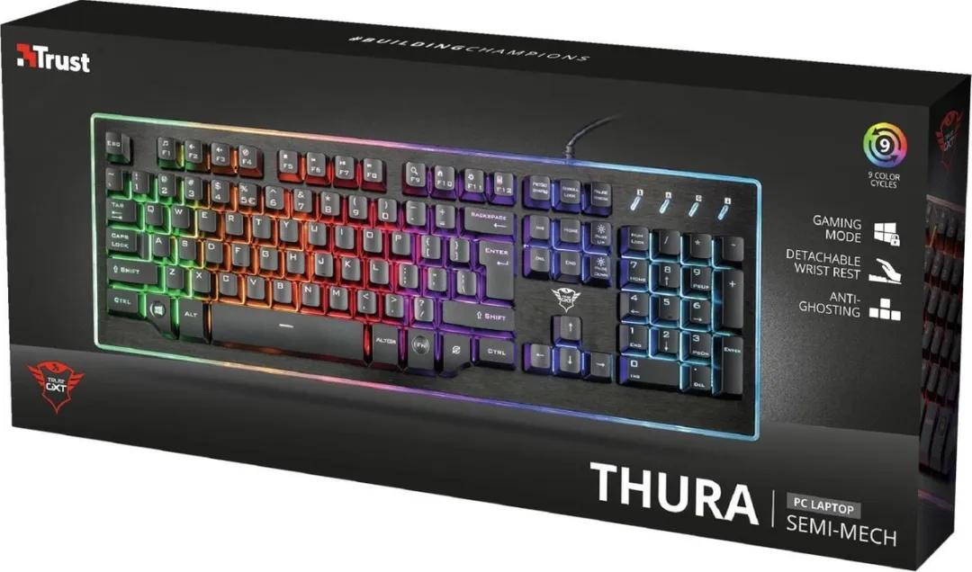 Trust GXT 860 Thura Gaming Toetsenbord - Italiaans - Zwart - afbeelding 6 van 6