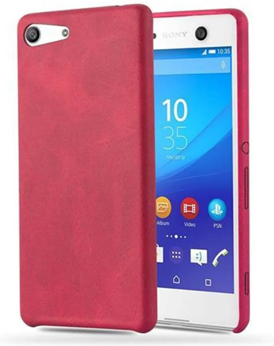 Cadorabo Hoesje geschikt voor Sony Xperia M5 in VINTAGE ROOD