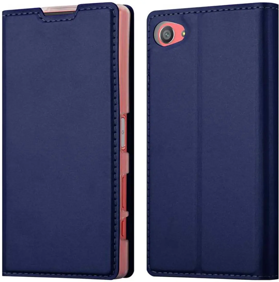 Cadorabo Hoesje geschikt voor Sony Xperia Z5 COMPACT in CLASSY DONKER BLAUW
