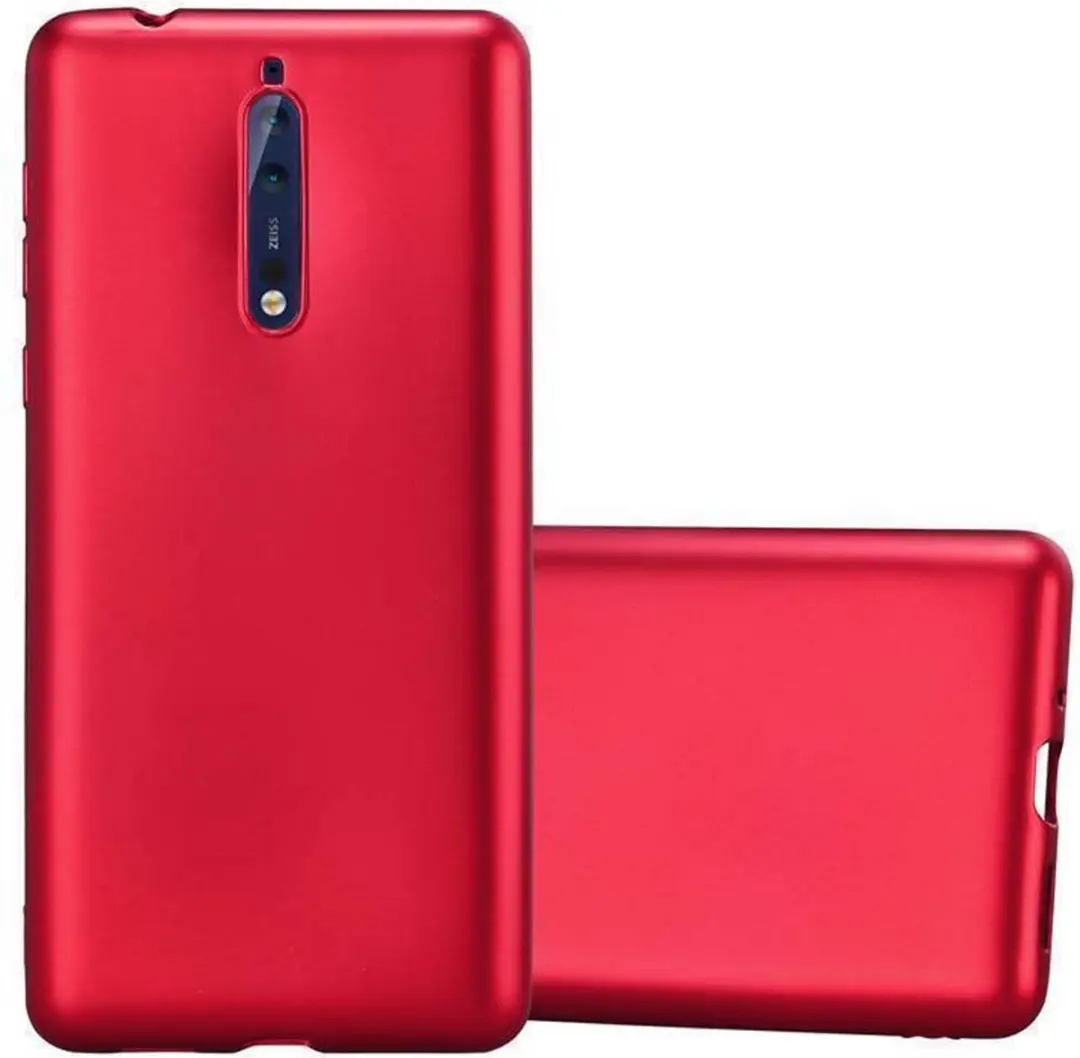 Cadorabo Hoesje geschikt voor Nokia 8 2017 in METALLIC ROOD