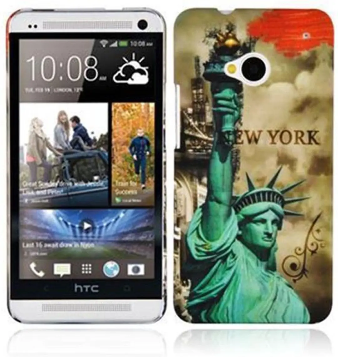 Cadorabo Hoesje geschikt voor HTC ONE M7 met NEW YORK