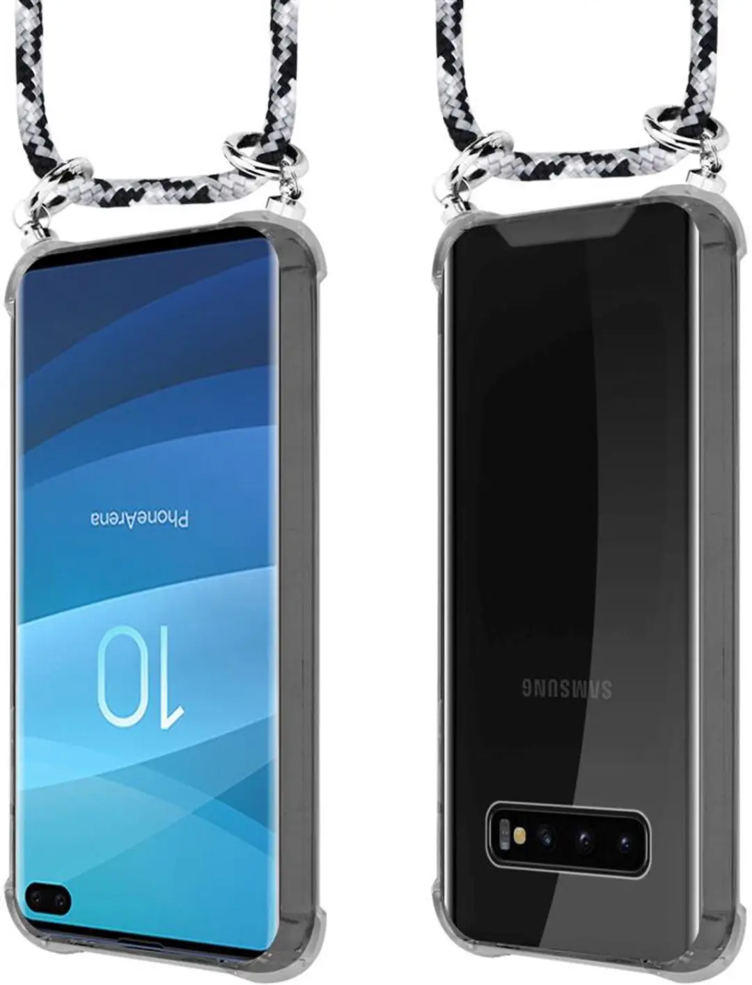 Cadorabo Hoesje geschikt voor Samsung Galaxy S10 PLUS in ZWARTE CAMOUFLAGE