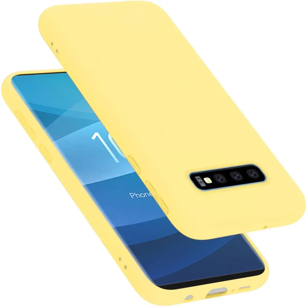 Cadorabo Hoesje geschikt voor Samsung Galaxy S10 PLUS in LIQUID GEEL