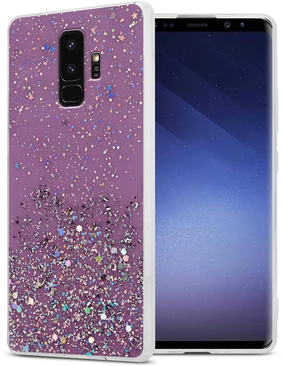 Cadorabo Hoesje geschikt voor Samsung Galaxy S9 PLUS in Paars met Glitter