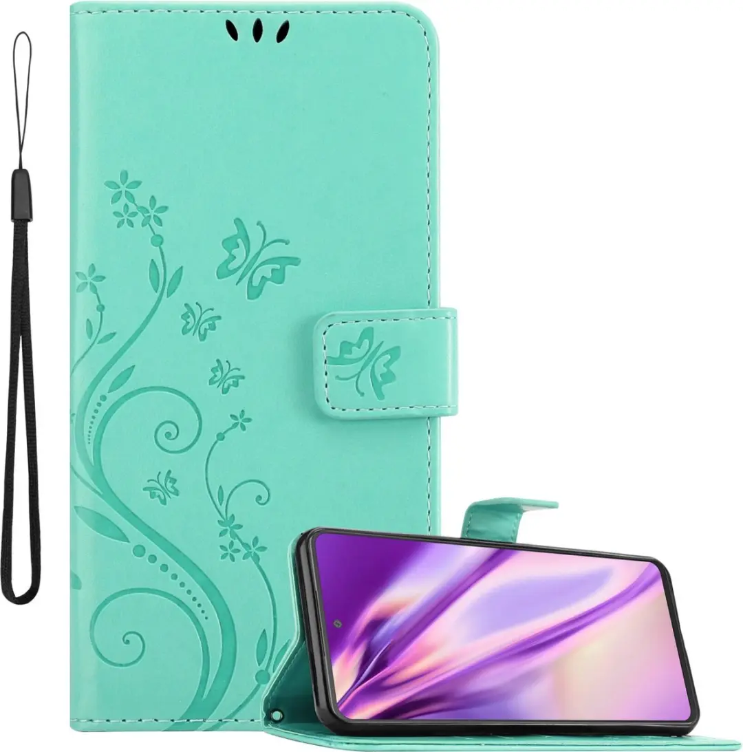Cadorabo Hoesje geschikt voor Samsung Galaxy A53 5G in BLOEMEN TURKOOIS