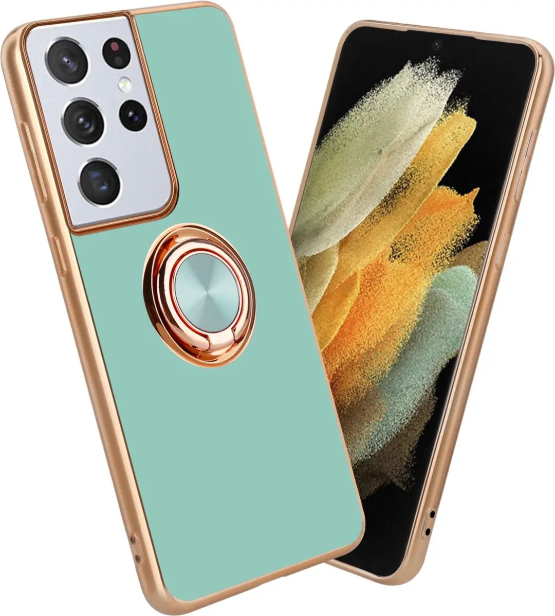 Cadorabo Hoesje geschikt voor Samsung Galaxy S21 ULTRA in Glossy Turquoise