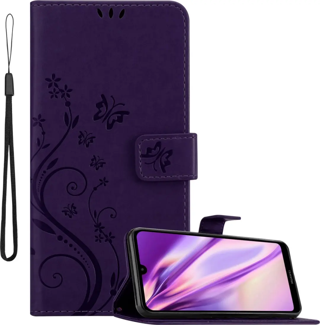 Cadorabo Hoesje geschikt voor Huawei Y7 2019 / Y7 PRIME 2019 in BLOEMEN DONKER P
