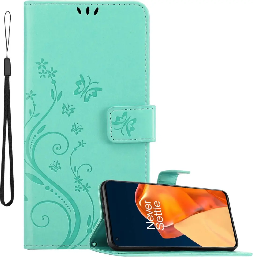Cadorabo Hoesje geschikt voor OnePlus 9 PRO in BLOEMEN TURKOOIS