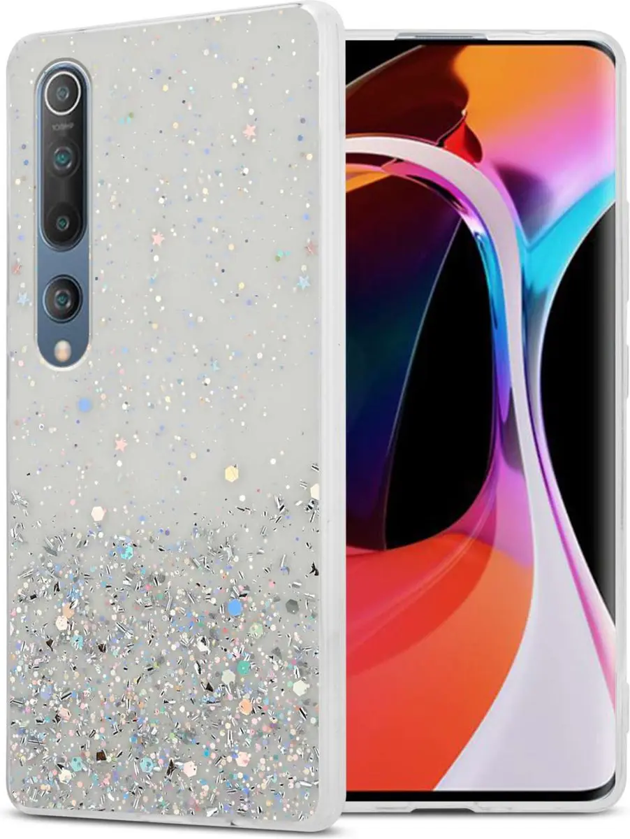 Cadorabo Hoesje geschikt voor Xiaomi Mi 10 / Mi 10 PRO in Transparant met Glitte