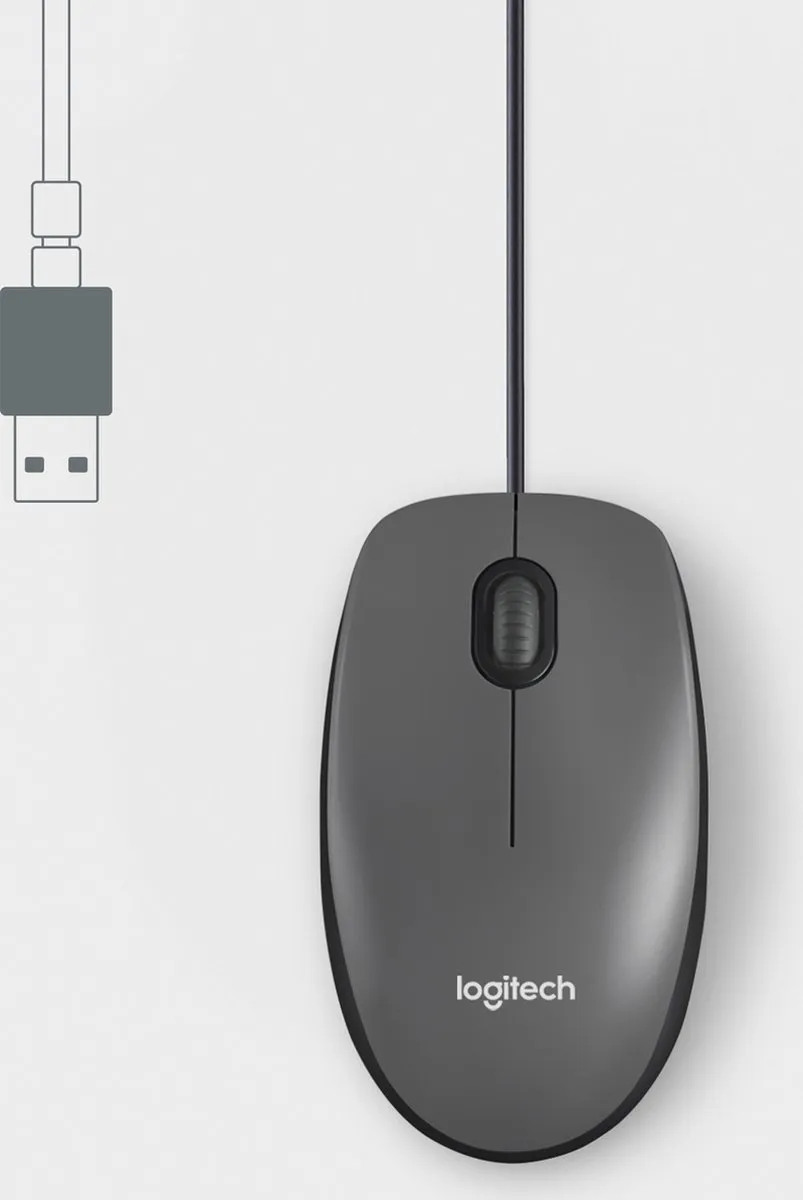 Logitech M100 Bedrade USB Muis - Grijs