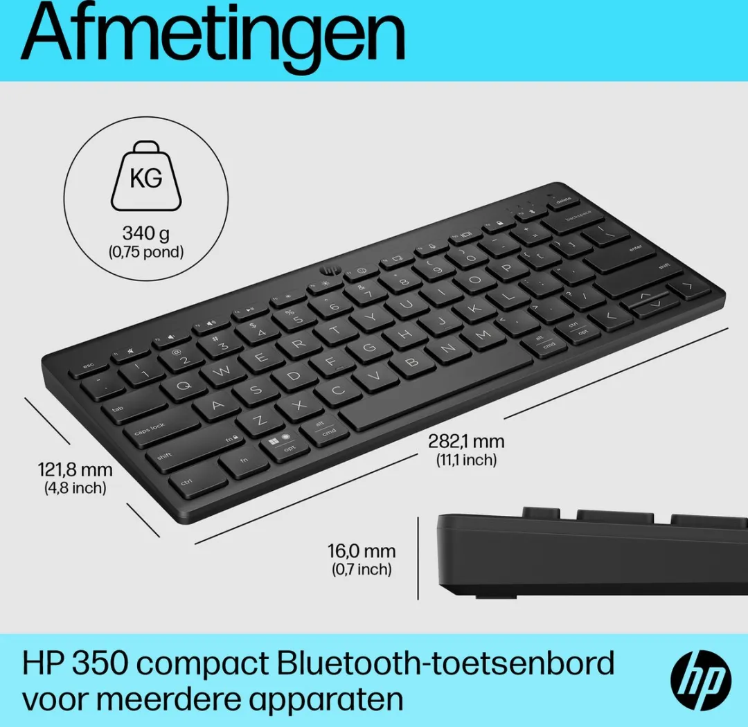 HP 350 Compact Draadloos Toetsenbord 692S8AA#ABB - ISO - Zwart
