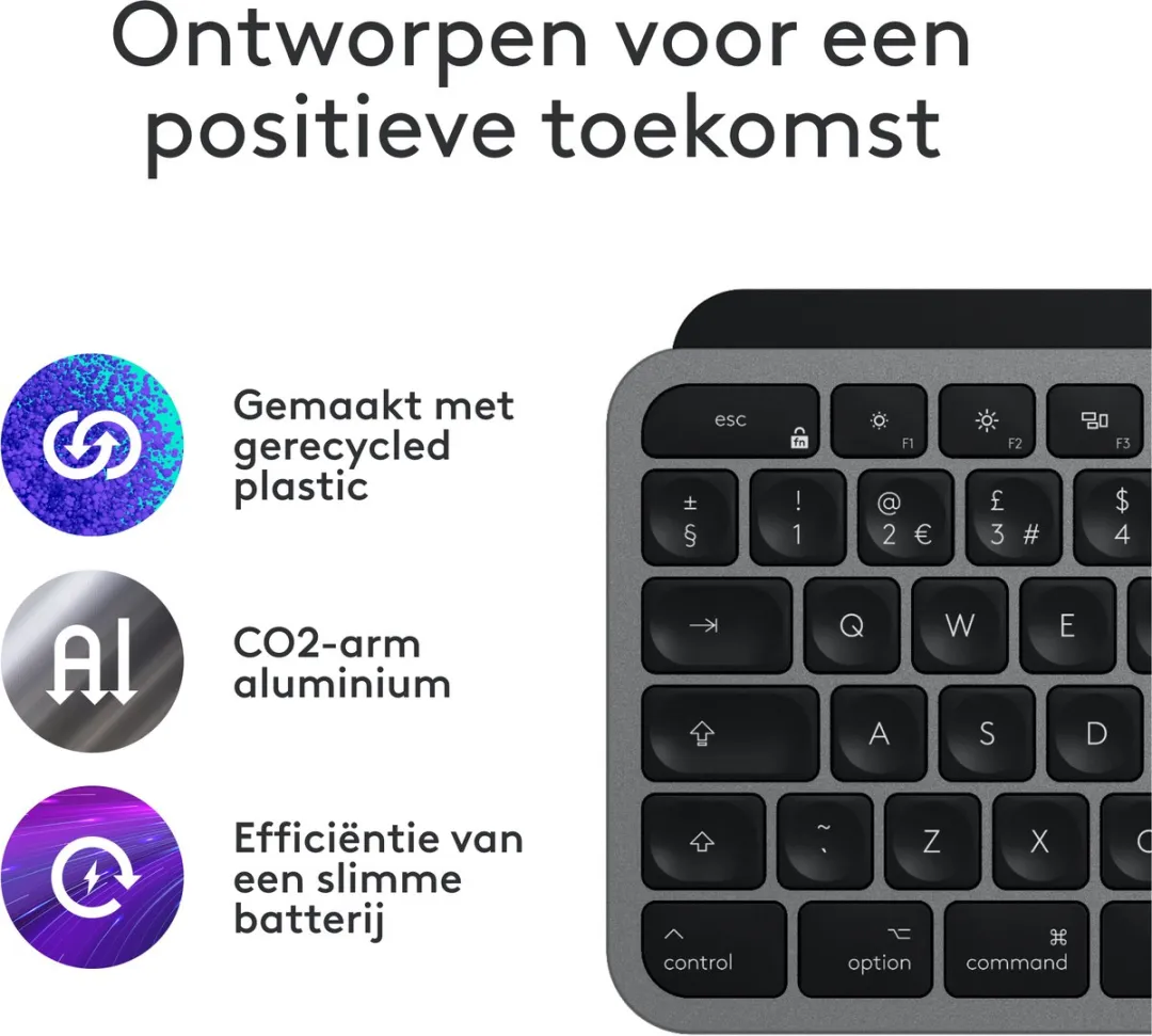 Logitech MX Keys S for Mac - Draadloos Toetsenbord - Bluetooth - Qwerty US INTL - Space Grey