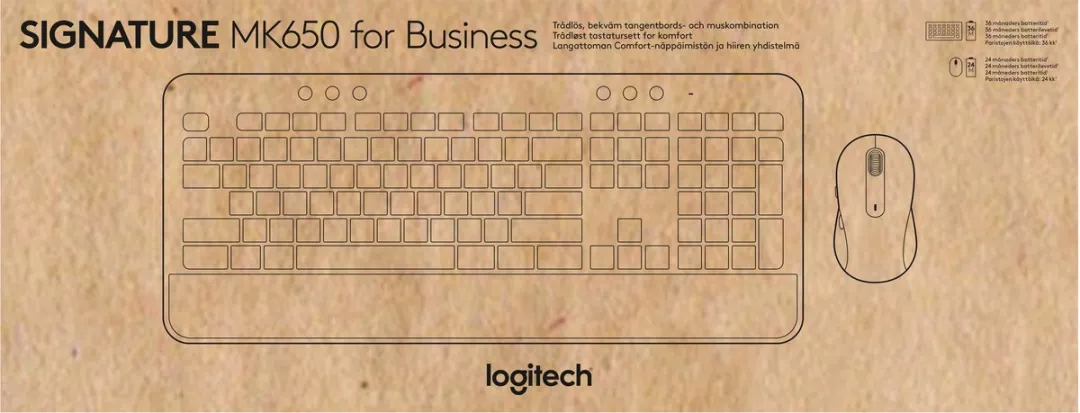 Logitech MK650 Toetsenbord & Muis - Azerty Frans - 4000 DPI - Grafiet - afbeelding 6 van 6