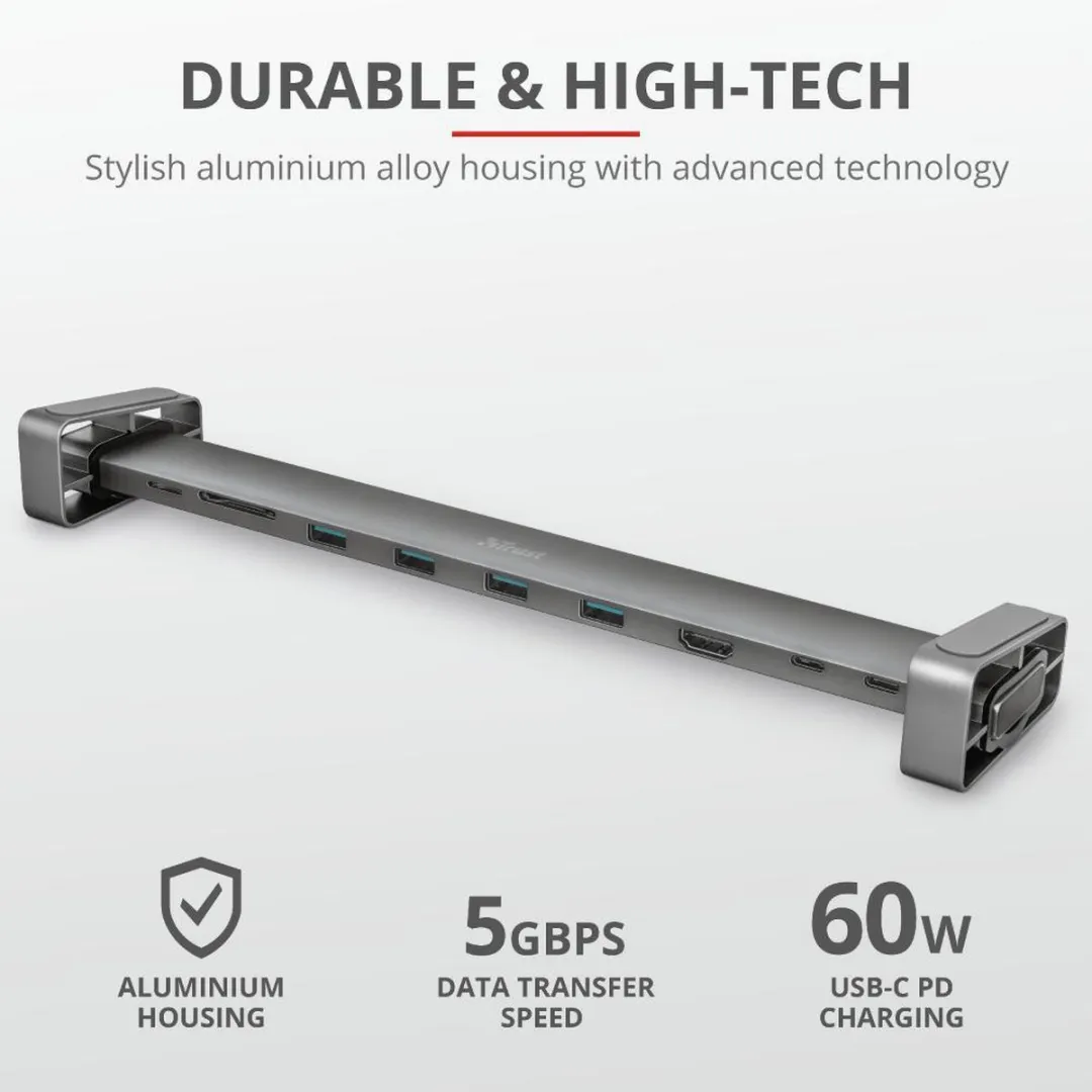 Trust Dalyx 1404460 USB-C Hub 10-in-1 - Aluminium - afbeelding 6 van 6