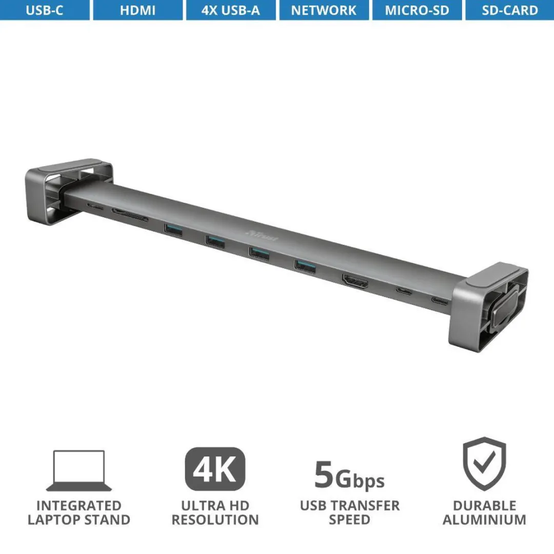 Trust Dalyx 1404460 USB-C Hub 10-in-1 - Aluminium