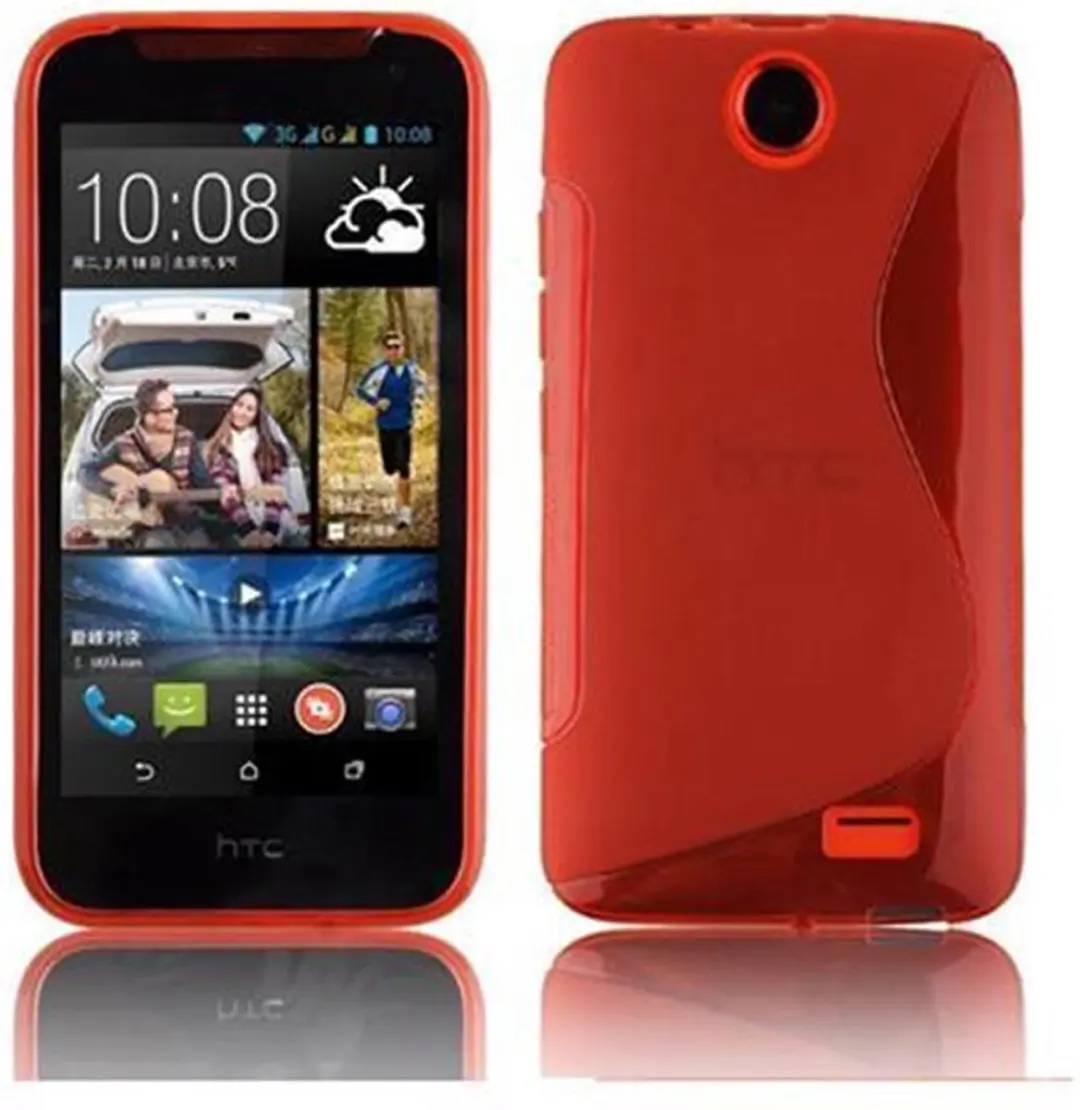 Cadorabo Hoesje geschikt voor HTC Desire 310 in INFERNO ROOD - Beschermhoes gemaakt van flexibel TPU silicone Case Cover